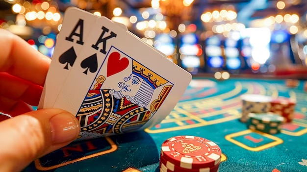 Mobile phone screen showing dog69 login blackjack table with dealer and action buttons